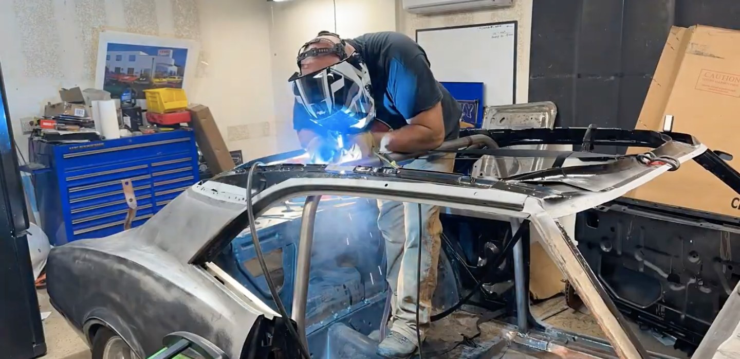 Welding in the Fire Bros garage