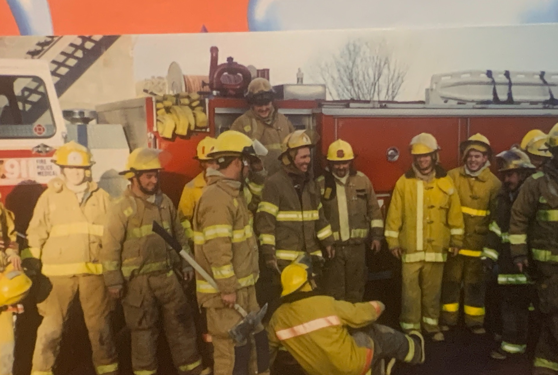 Fire academy photo of the Fire Bros founders before either of them were hired